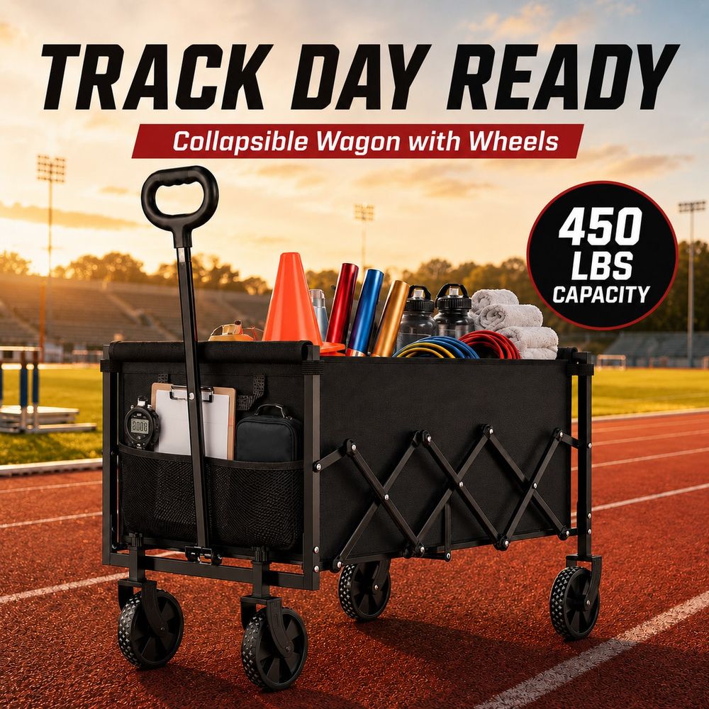 Sports Equipment Wagon - Field Equipment Transporter, 450 Lbs Collapsible