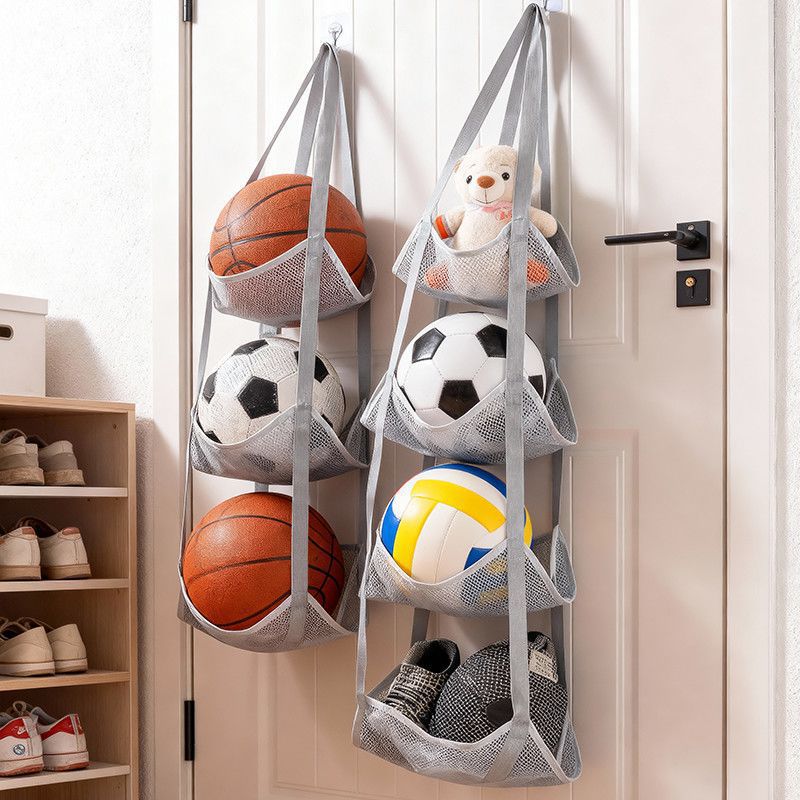 Sports Equipment Organizer Garage - Wall Mounted Ball Storage Hanging Bag